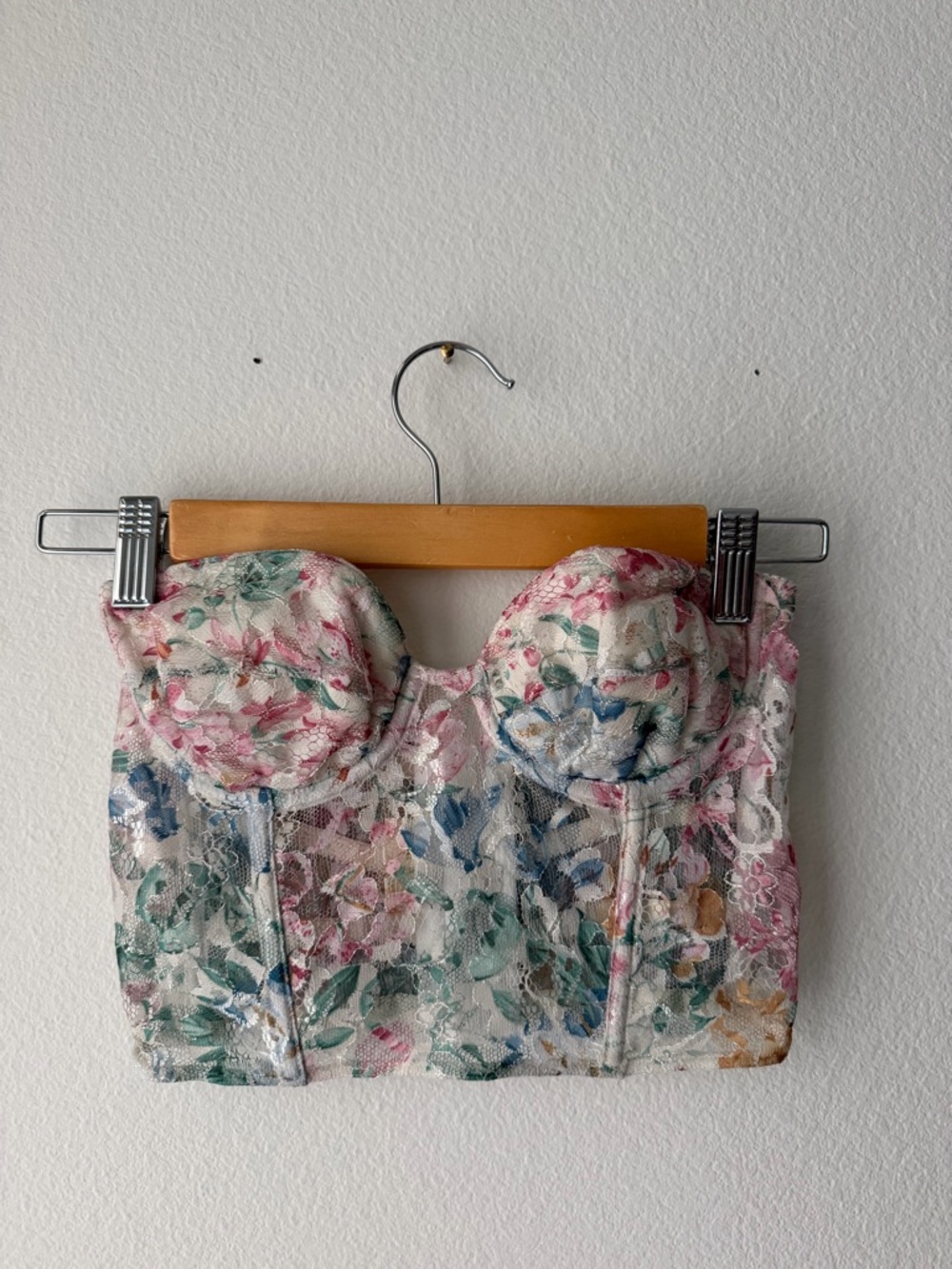 Vintage Victoria's Secret Lace Bustier Top — Pink, Blue, Green, Cream